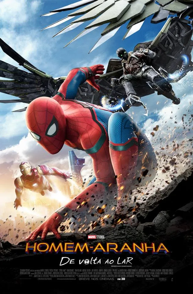 homem-aranha, homem de ferro e abutre no poster do filme