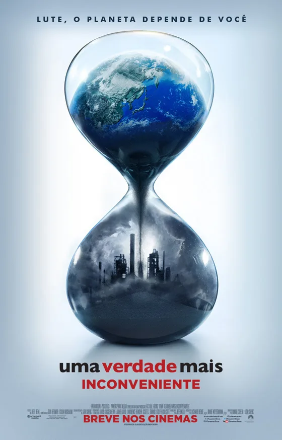 Uma ampulheta com o planeta Terra no poster de Uma Verdade Inconveniente