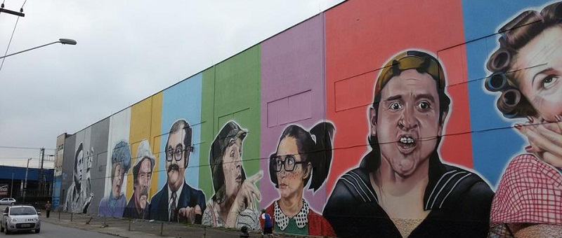 Imagem destacada da postagem - um mural na zona sul de são paulo com desenhos dos personagens da série chaves