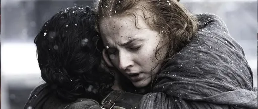 Sansa abraçada a Jon Snow