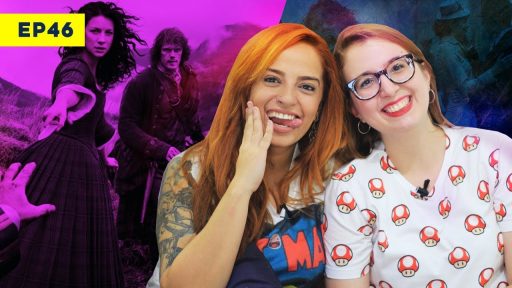 lyla e rebeca na capa do video sobre outlander