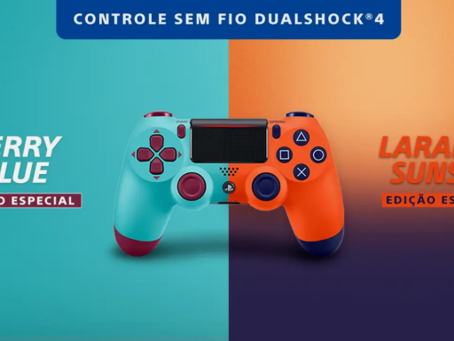 PlayStation 4 | DualShock 4: Berry Blue e Laranja Sunset