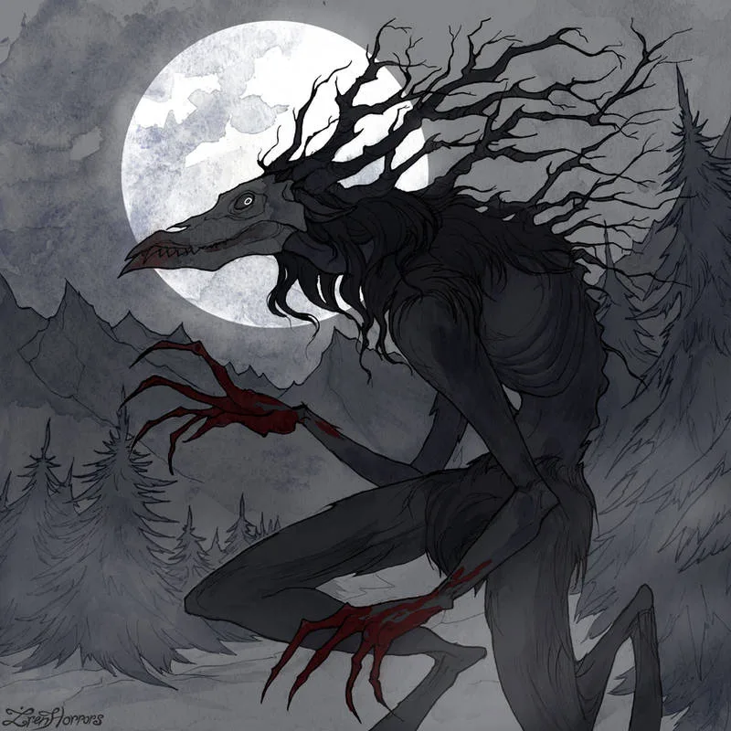 Wendigo desenhado por Iren Horrors no DeviantArt