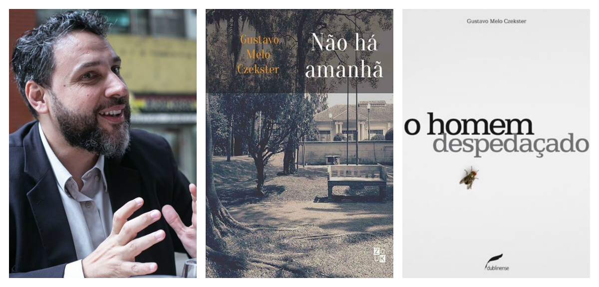 Imagem de Gustavo Czekster e as capas de seus livros
