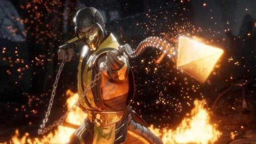 Foto de Mortal Kombat 11 mostrando o personagem Scorpion em ação