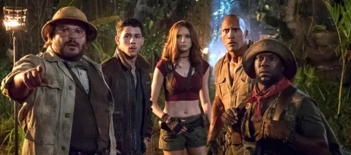 Jumanji poster com os personagens