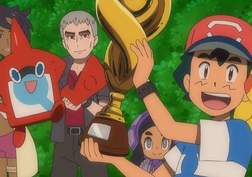 Pokémon Sun e Moon, Ash com troféu
