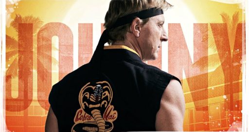 William Zabka em cartaz da série Cobra Kai