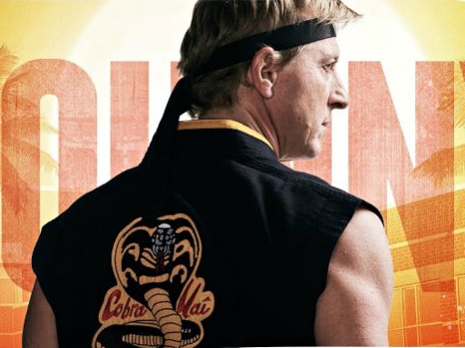 William Zabka em cartaz da série Cobra Kai