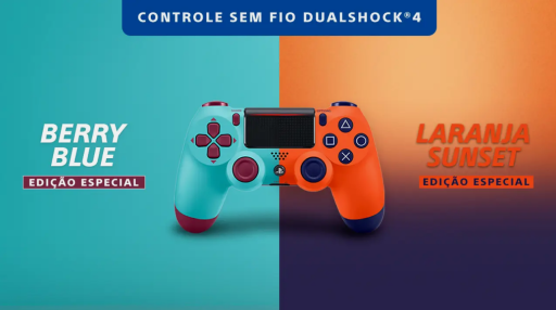 PlayStation 4 | DualShock 4: Berry Blue e Laranja Sunset