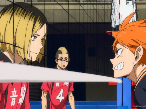 Shoyo Hinata e Kozume Kenma se encaram em uma das cenas de Haikyu!! A Batalha do Lixo