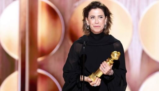 Fernanda Torres ganhando Globo de Ouro por Ainda Estou Aqui