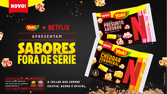 Yoki lança sabores inéditos de pipoca em parceria com Netflix