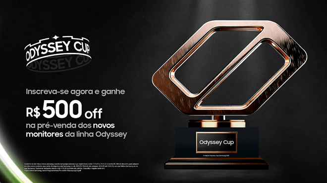 Samsung oferece R$ 500 de desconto na pré-venda dos novos monitores Odyssey para quem se registrar na Odyssey Cup